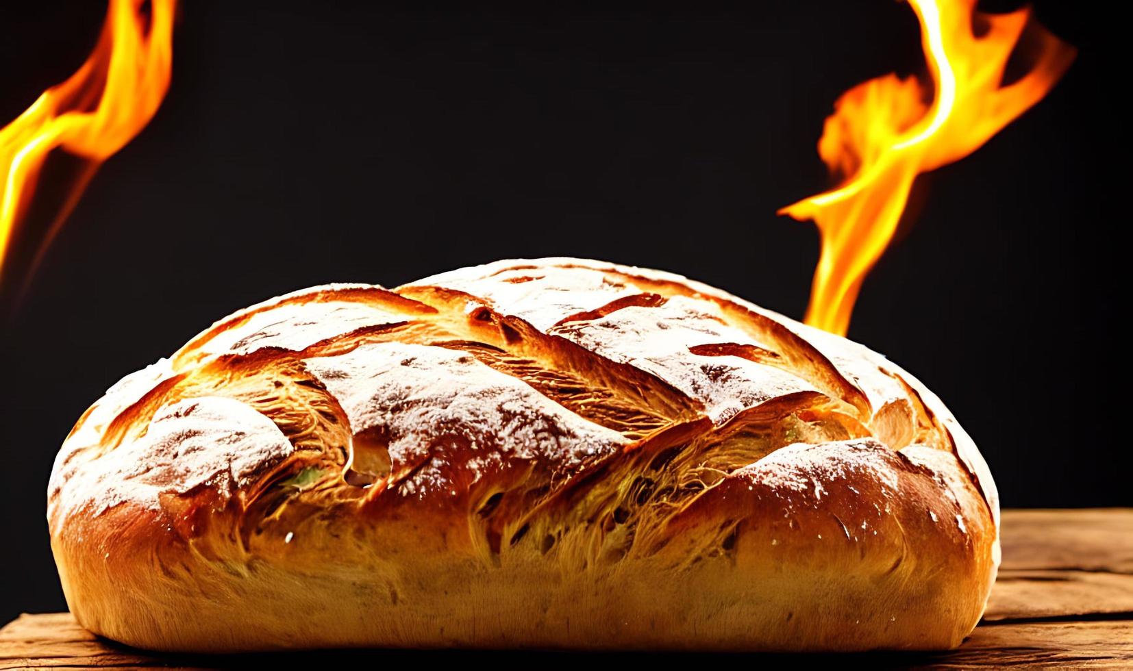 ugn - traditionell färsk varm kokta bröd. bröd stänga skytte. foto