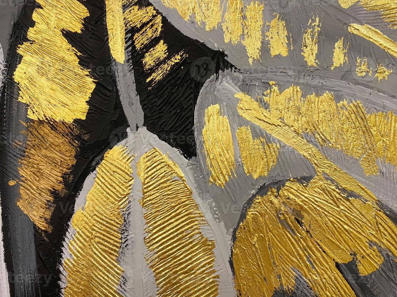 skön guld och svart festlig dyr yta textur målad med guld måla och guld blad. de bakgrund foto
