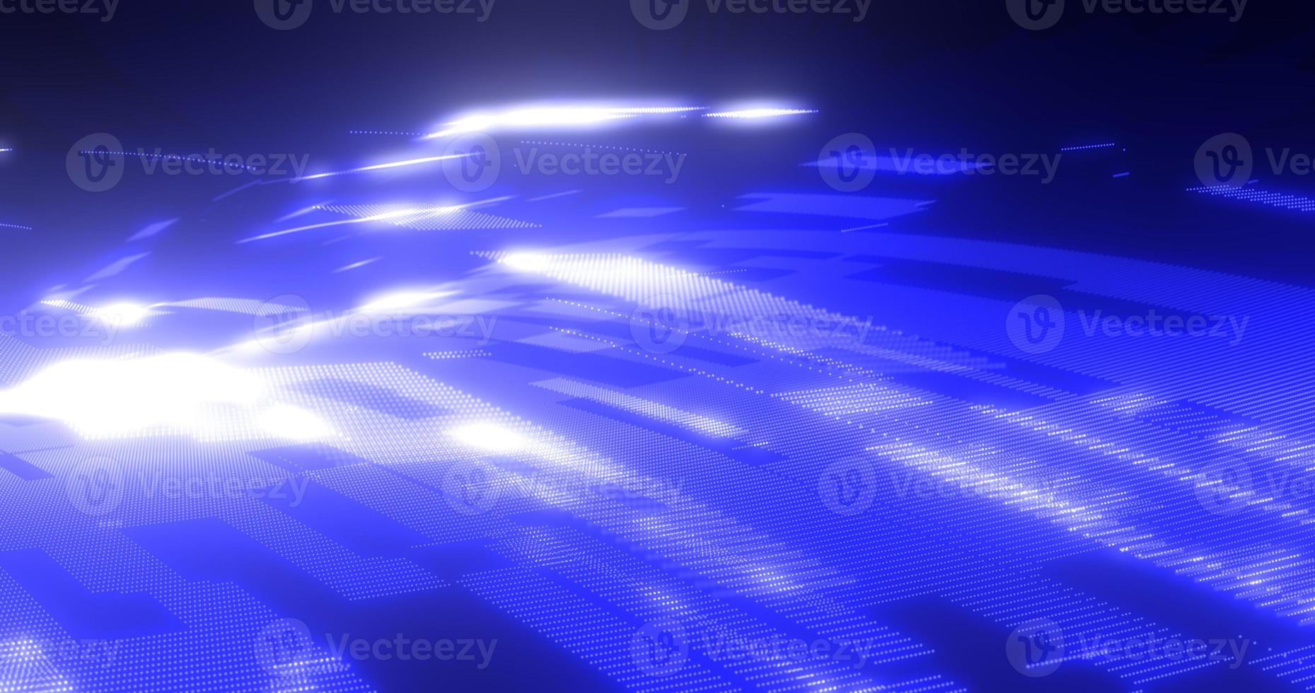 abstrakt bakgrund blå från trogen hi-tech rektanglar av pixel partiklar flygande med glöd effekt och bakgrund fläck, skärmsläckare foto
