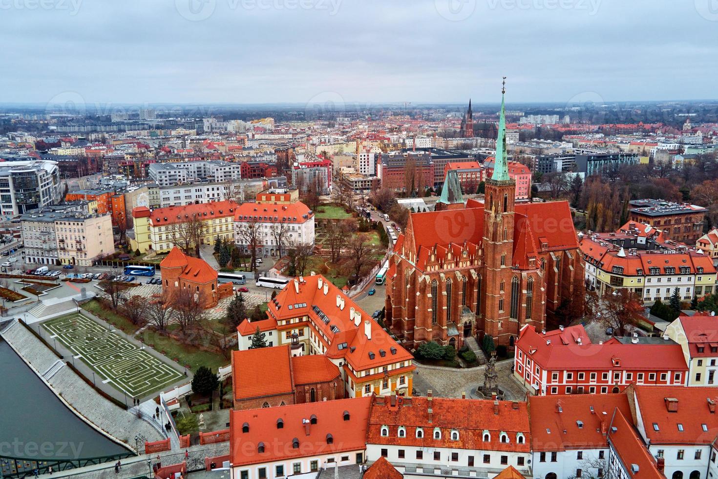 stadsbild av wroclaw panorama i Polen, antenn se foto