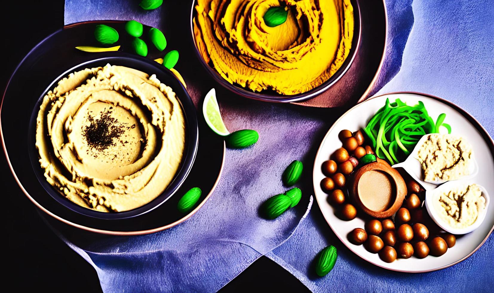 friska mat. traditionell nyligen tillverkad organisk hummus. foto