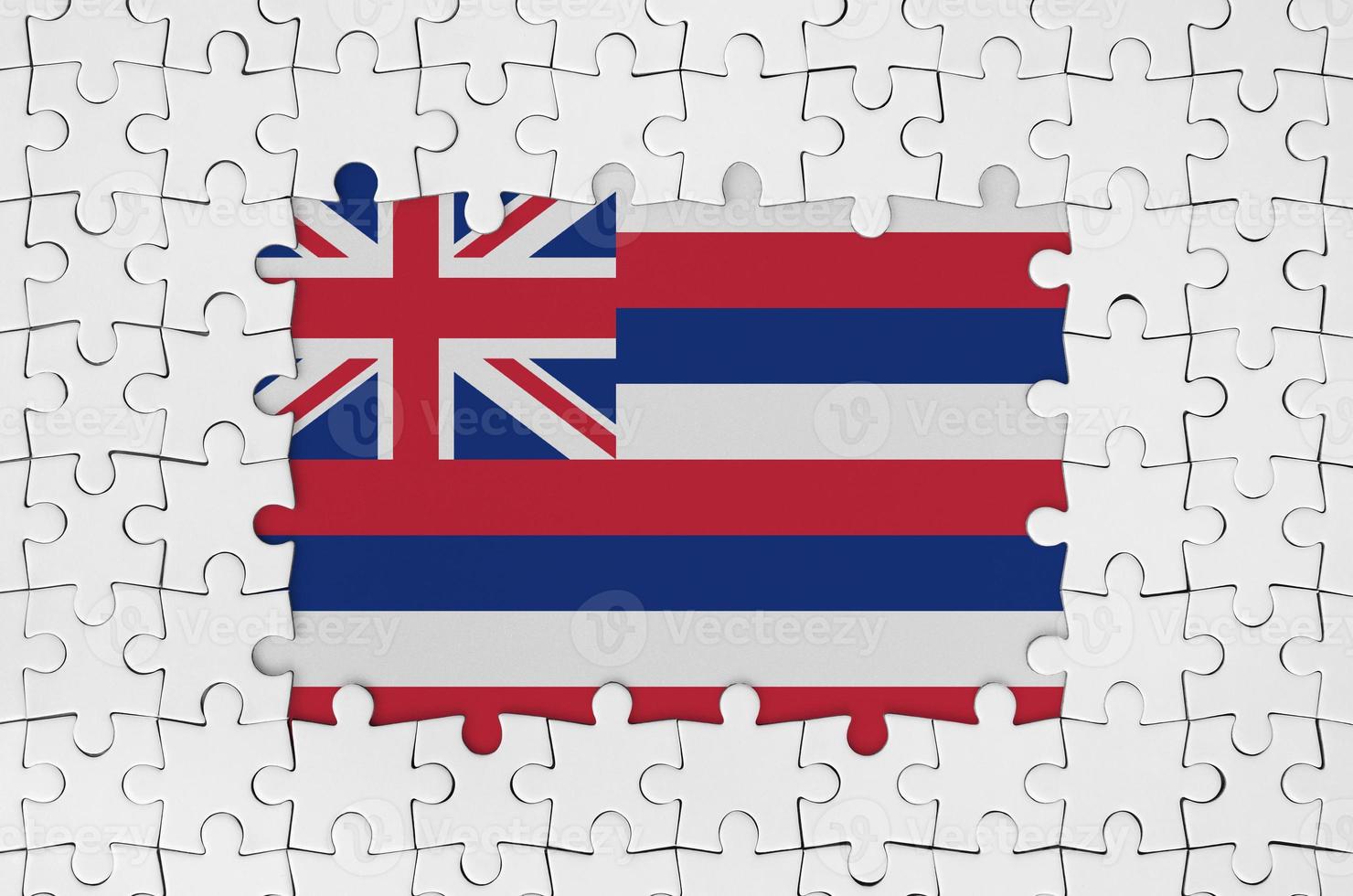 hawaii oss stat flagga i ram av vit pussel bitar med saknas central del foto