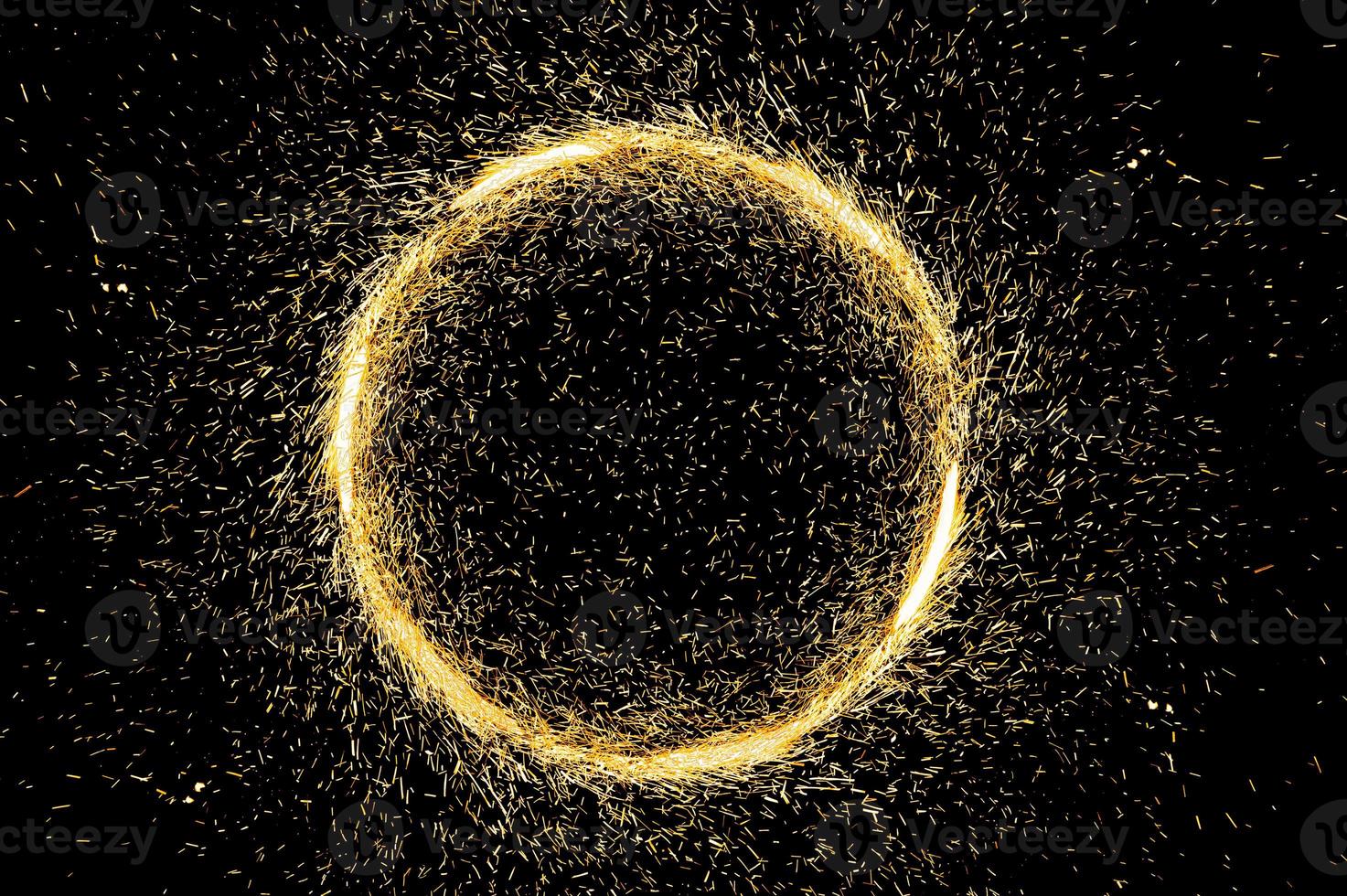 cirkel ljus ram på svart bakgrund foto