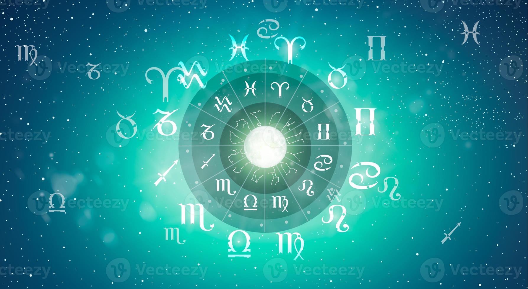 zodiac hjul. astrologi koncept. foto