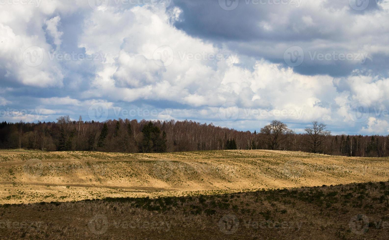 vår landskap med moln foto