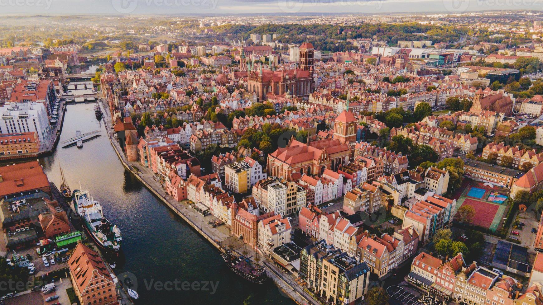 antenn se av de putsa stad av gdansk foto