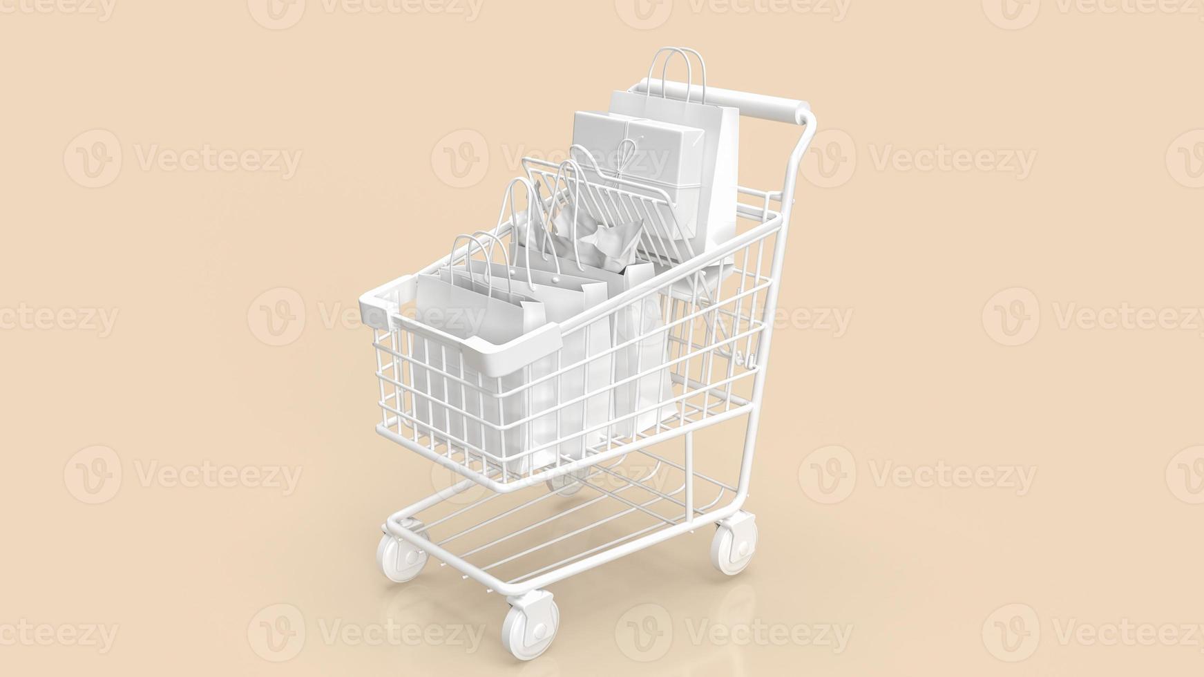 de vit handla vagn för marknadsföra eller företag begrepp 3d tolkning foto