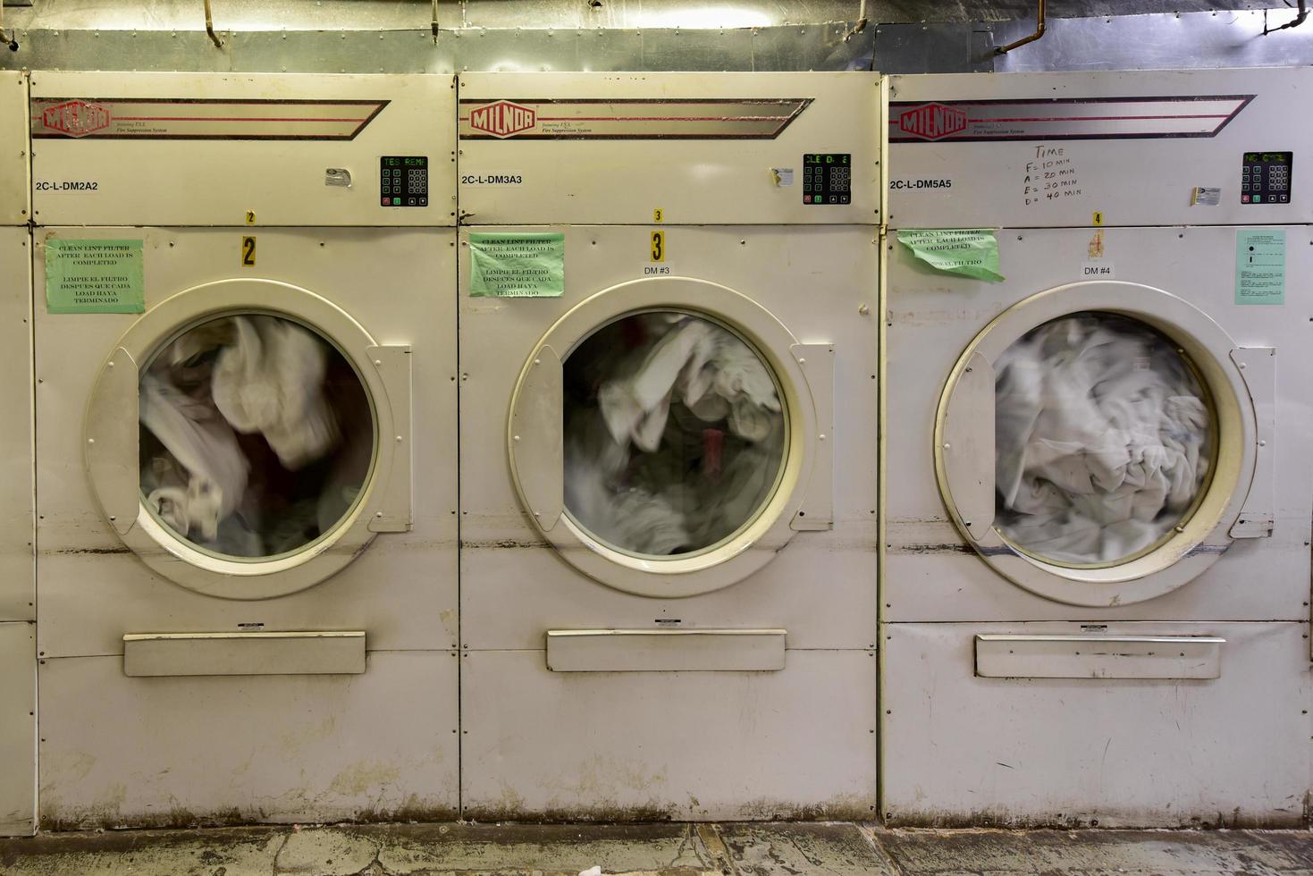 ny york stad - juni 14, 2017 - typisk industriell tvättning maskin som hittades i hotell byggnader. foto