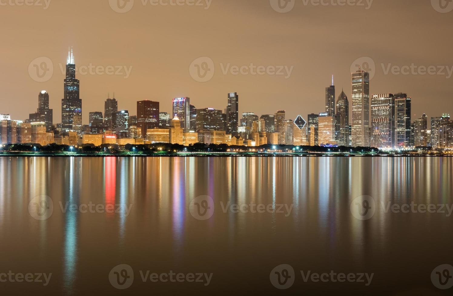 chicago skyline på natten foto
