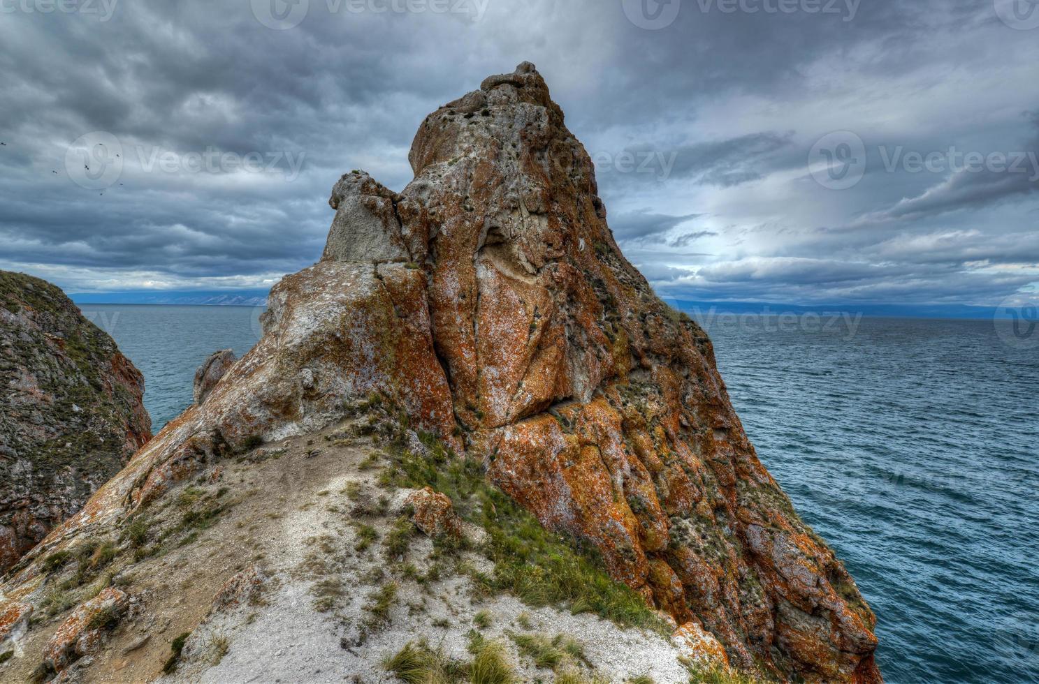 landskap av cape khoboy, olkhon ö, baikal, Sibirien, ryssland foto