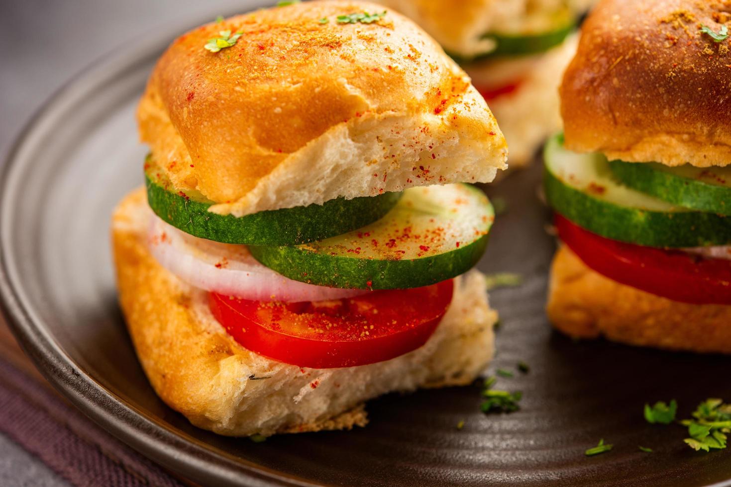 mumbai stil pav smörgås eller överbliven paav Begagnade för veg burger foto