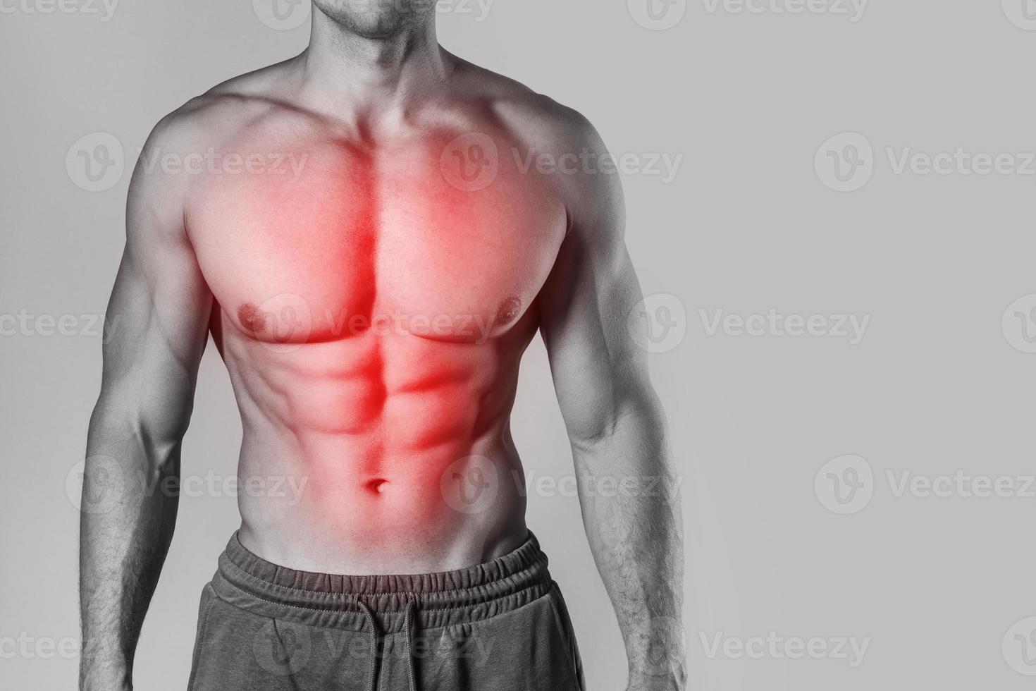specialisering för bröst och abdominal muskler i de bodybuilding foto