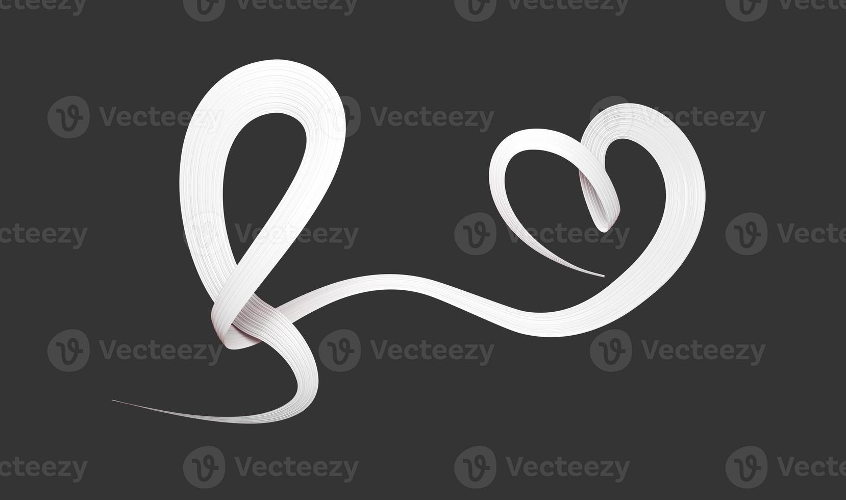 kärlek och valentines dag. vit hjärtan band grå bakgrund 3d illustraion foto
