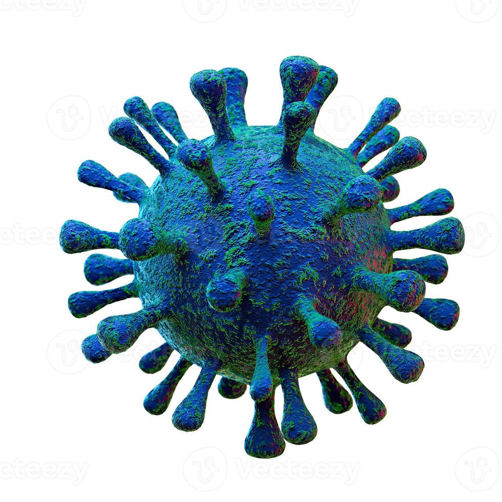 3d illustration av mänsklig virus, bakterie närbild, isolerat på vit bakgrund. 3d tolkning illustration. foto