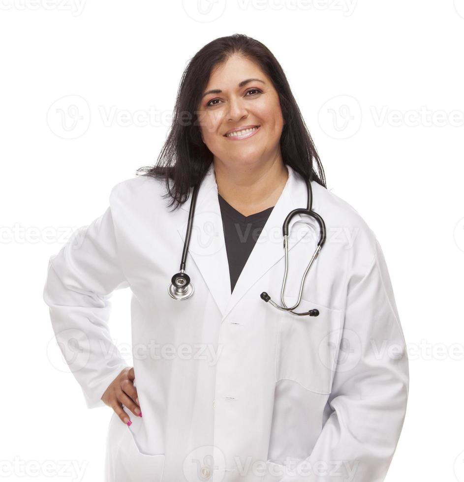 attraktiv kvinna latinamerikan läkare eller sjuksköterska foto