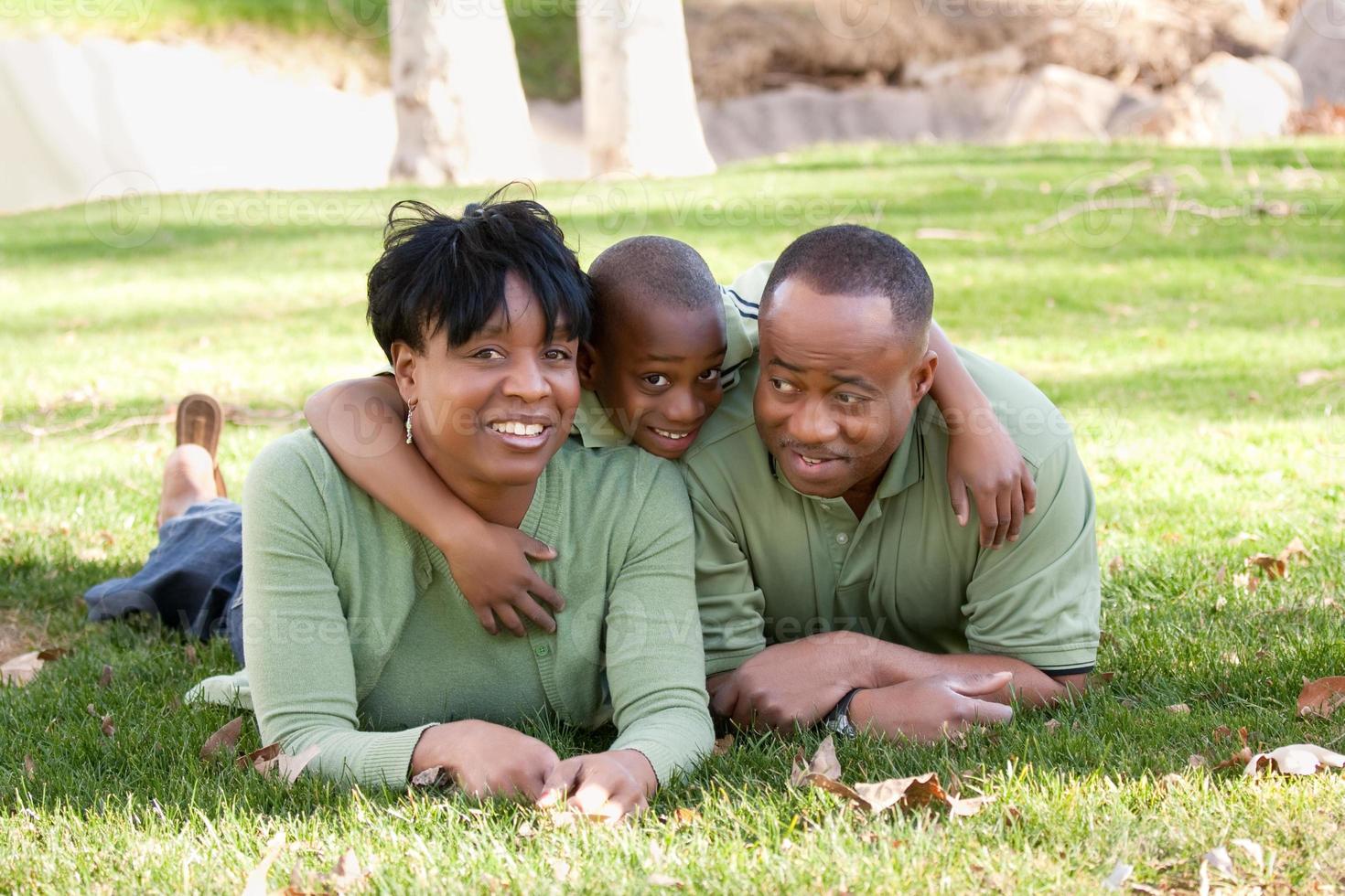 afrikansk amerikan familj i de parkera foto