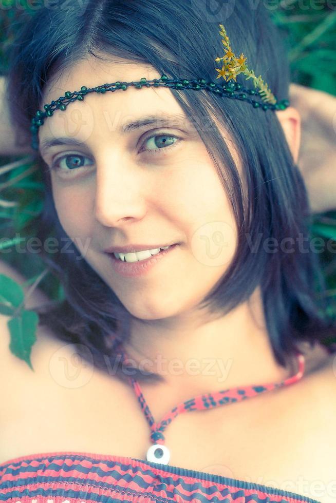 hippie flicka årgång foto