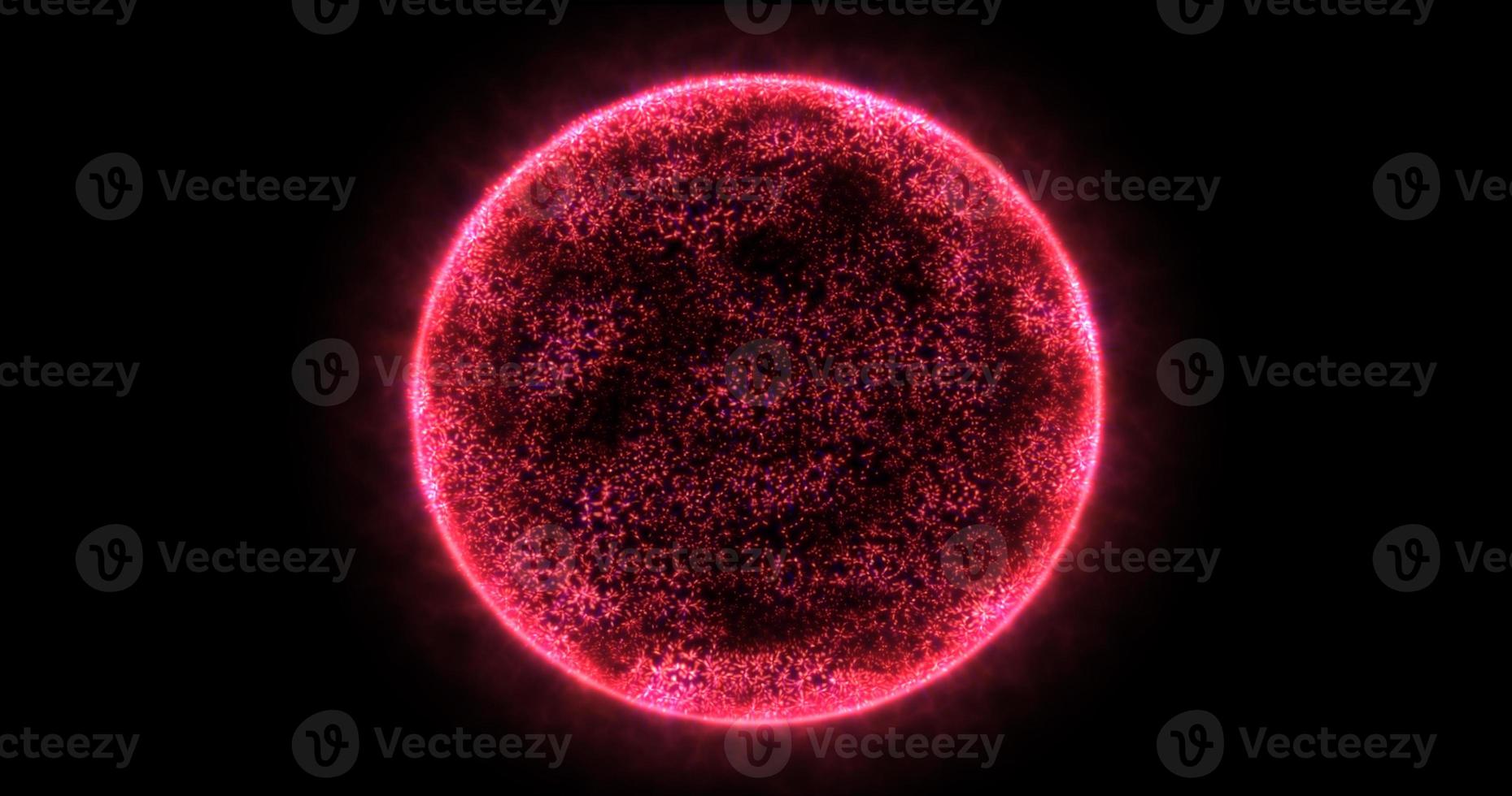abstrakt energi sfär runda planet stjärna trogen kosmisk röd skön lysande magi på svart bakgrund. abstrakt bakgrund foto