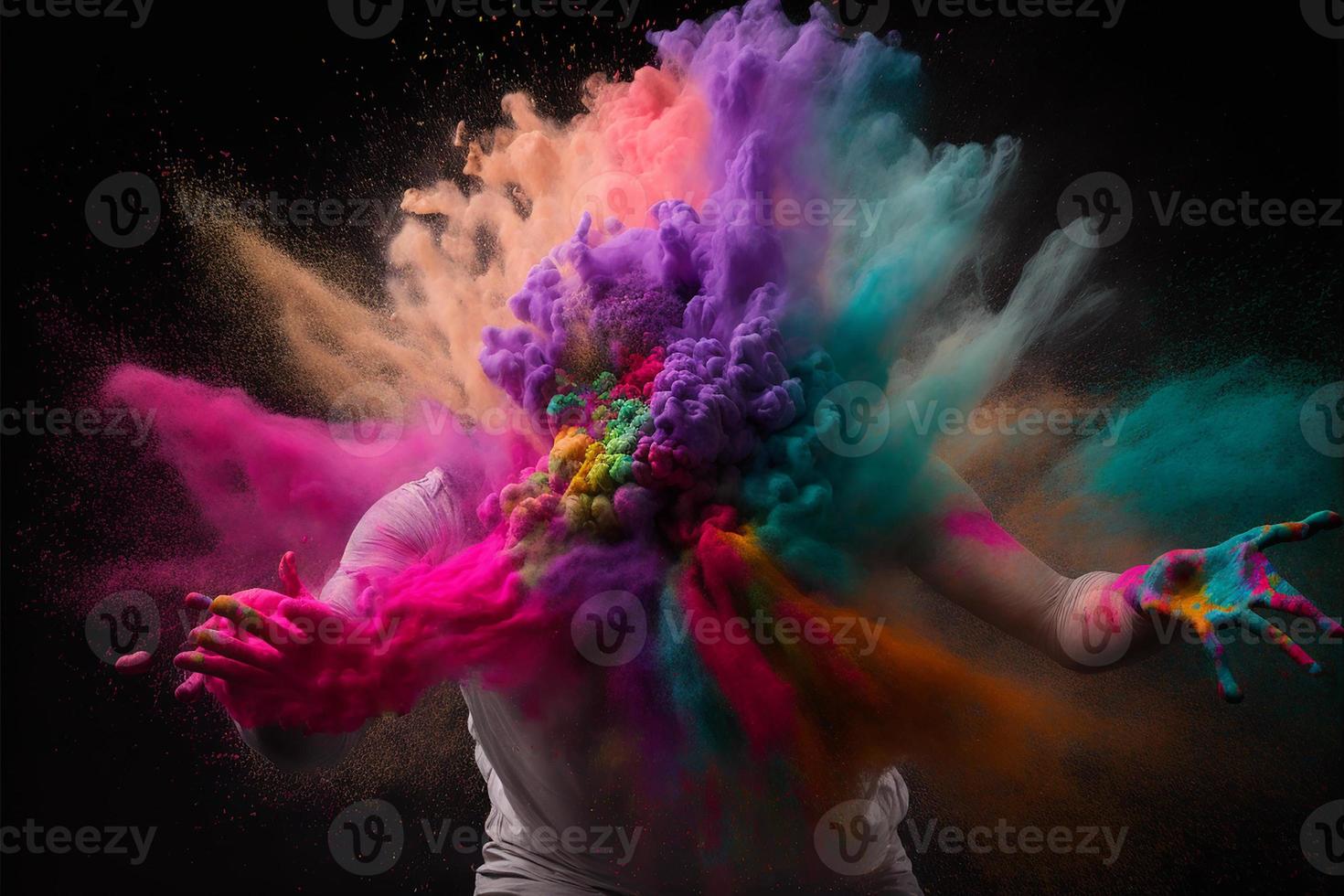 en bild av stänk av Färg pulver i en holi festival i Indien foto