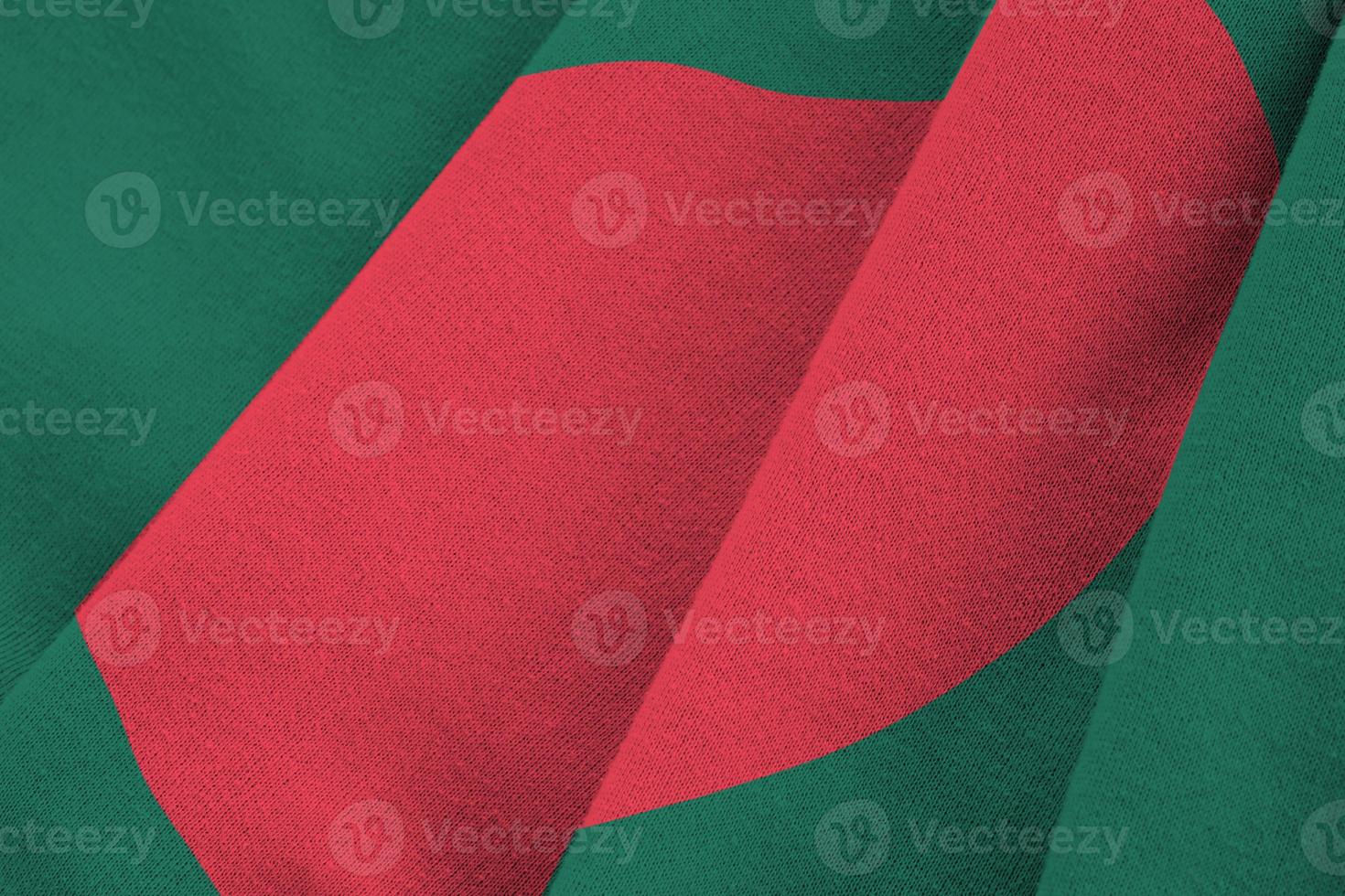 bangladesh flagga med stor veck vinka stänga upp under de studio ljus inomhus. de officiell symboler och färger i baner foto