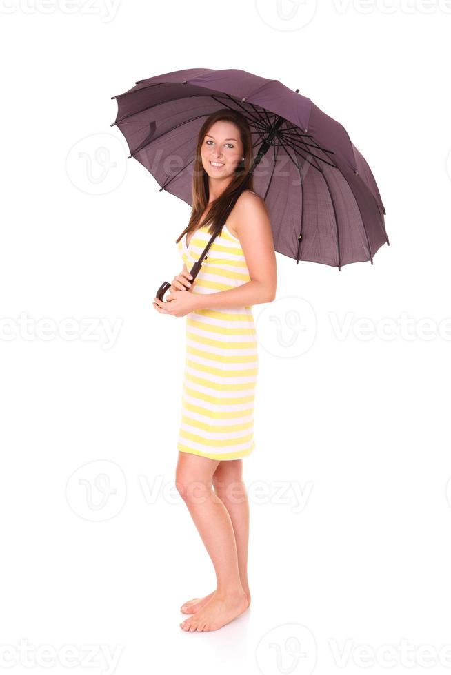 kvinna med paraply foto