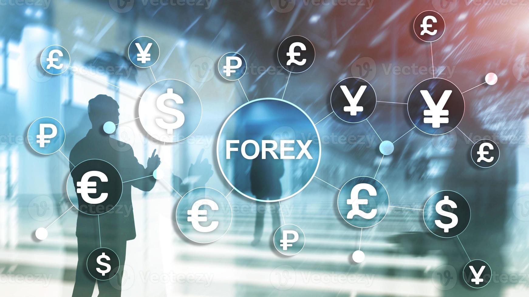 forex handel valuta utbyta företag finansiera diagram dollar euro ikoner på suddig bakgrund. foto