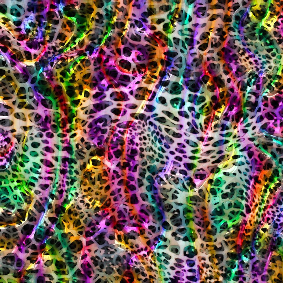 abstrakt leopard design bakgrund, färgglada djur- hud textur, textil leopard design tyg foto