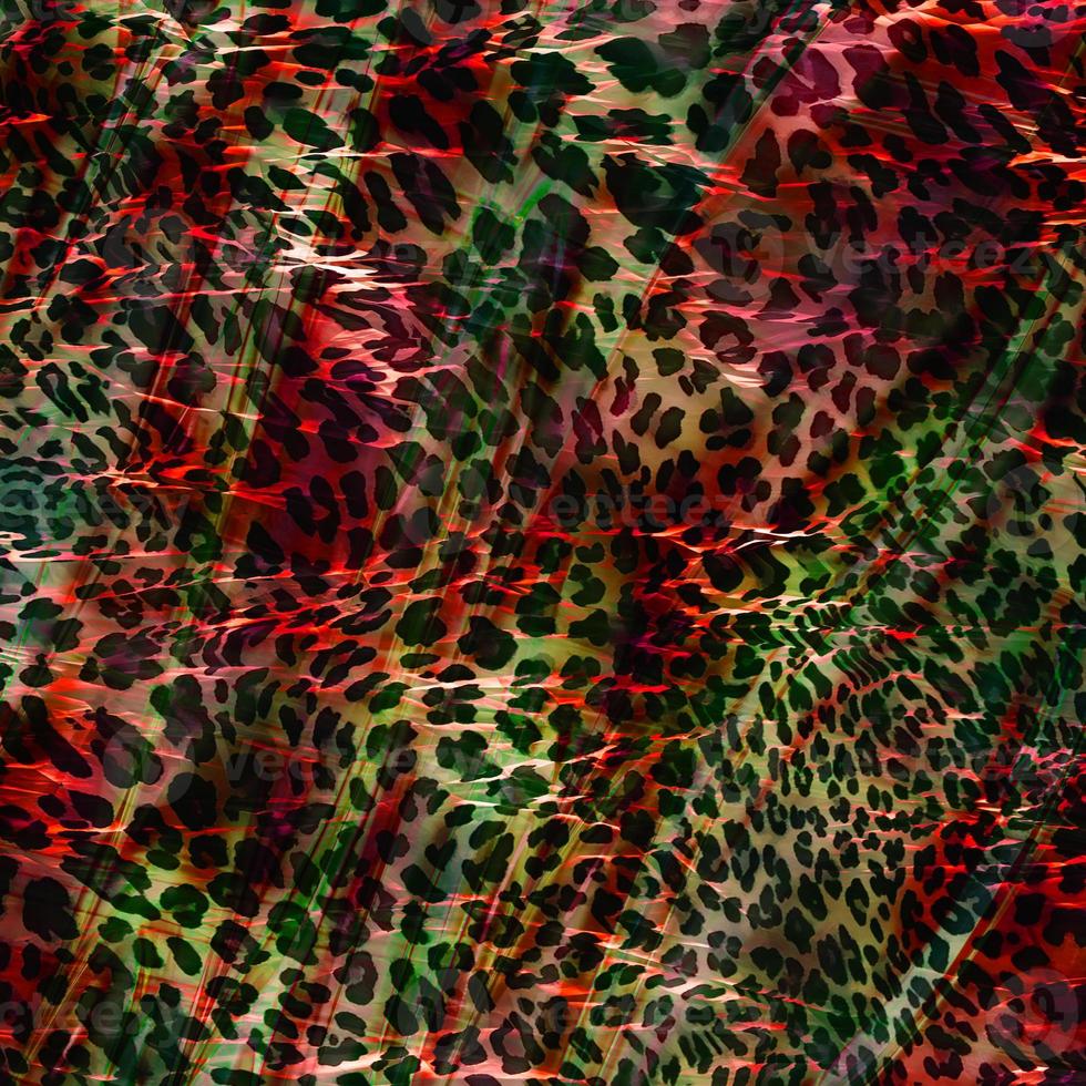 abstrakt leopard design bakgrund, färgglada djur- hud textur, textil leopard design tyg foto