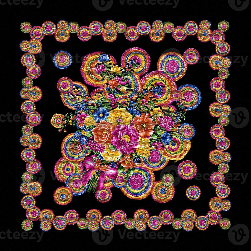 blommig halsduk, abstrakt halsduk, digital målad abstrakt design, färgglad texture.fractal konst.abstrakt textil- design.textil design foto