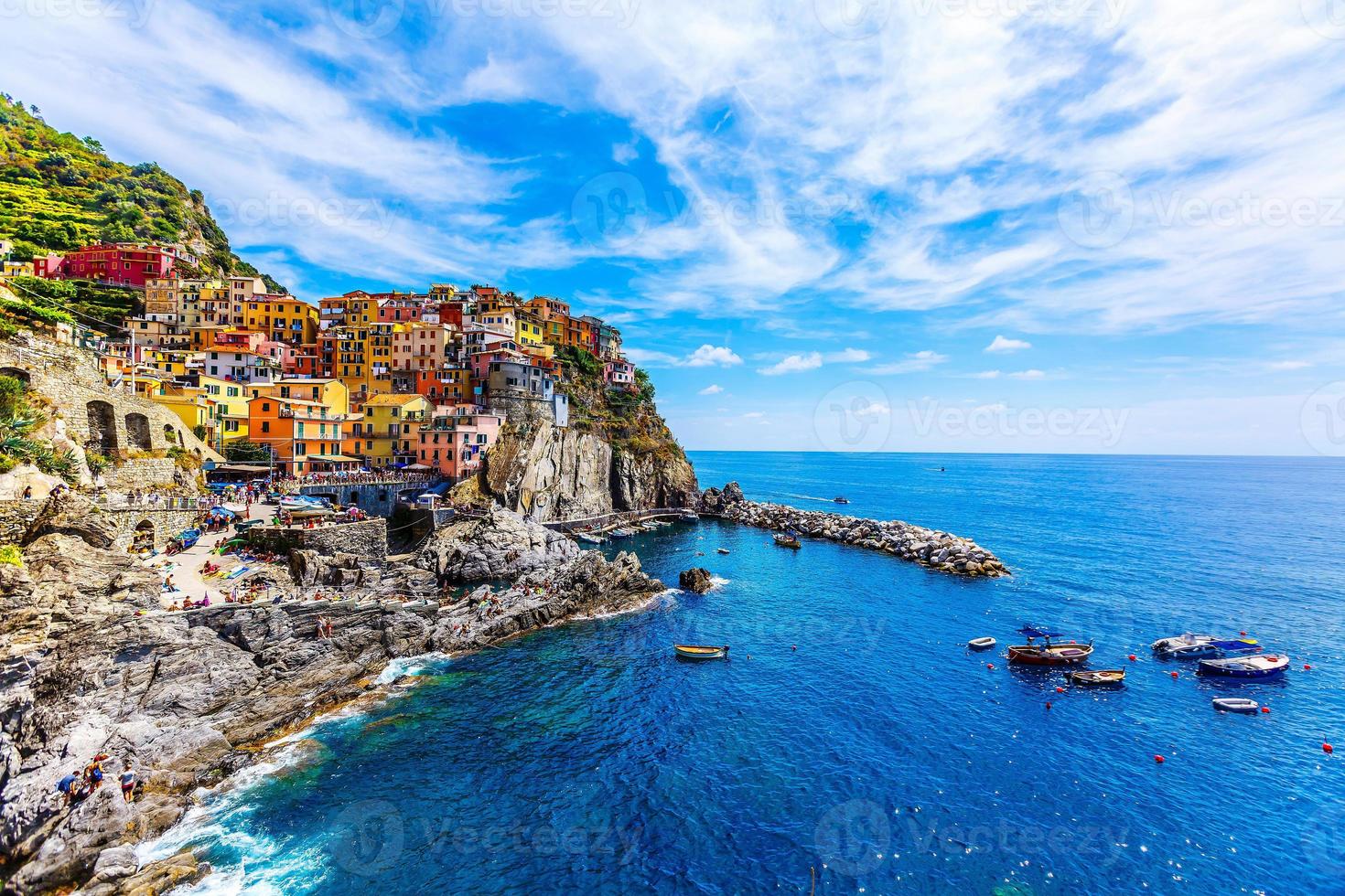 by de manarola, cinque terre i Italien, Turné turistiska foto