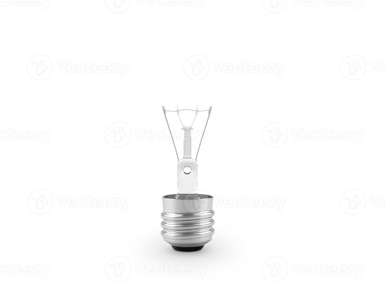 ljus Glödlampa med volfram tråd isolerat på vit. 3d framställa foto