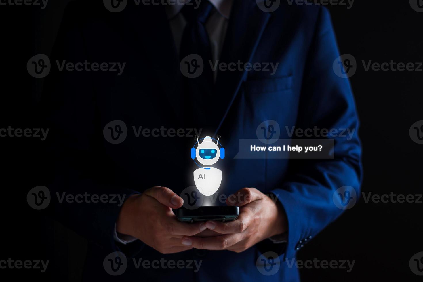 ai chatbot intelligent digital företag service Ansökan begrepp, dator mobil Ansökan användningar artificiell intelligens chatbots automatiskt svara uppkopplad meddelanden till hjälp kunder omedelbart foto