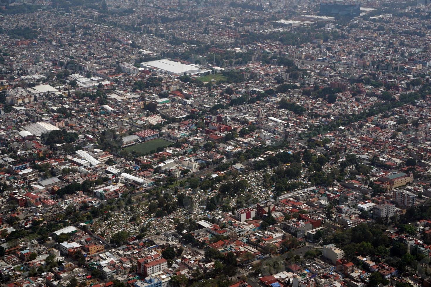 mexico stad antenn panorama landskap från flygplan foto