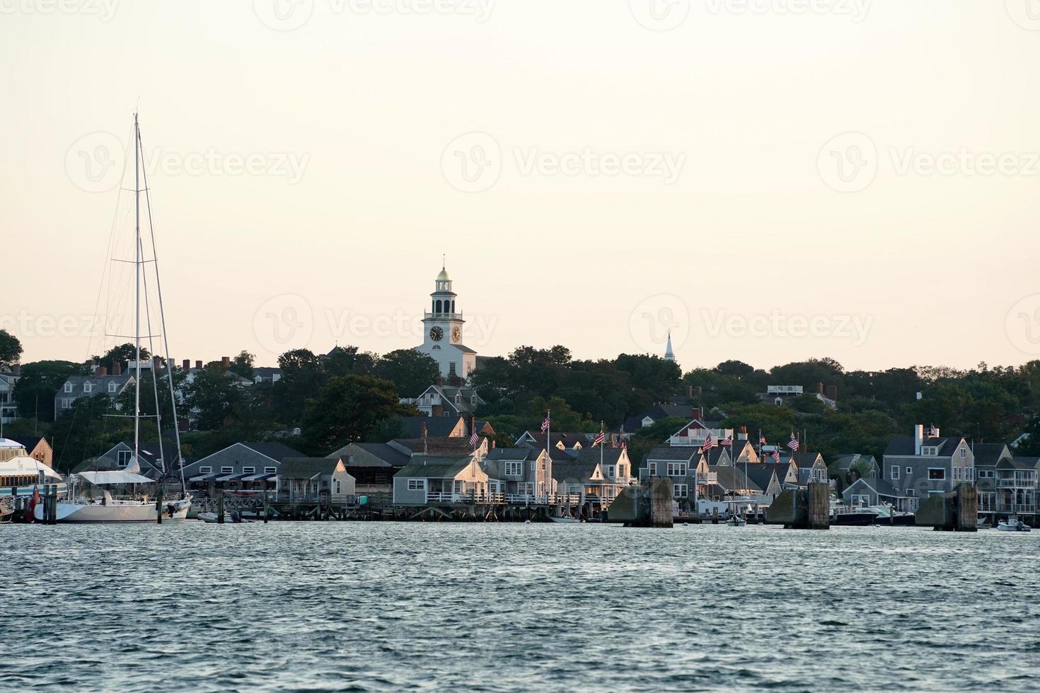 nantucket hamn se på solnedgång foto