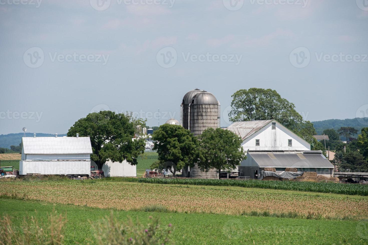spannmål metallisk silo i Lancaster Pennsylvania amish Land foto