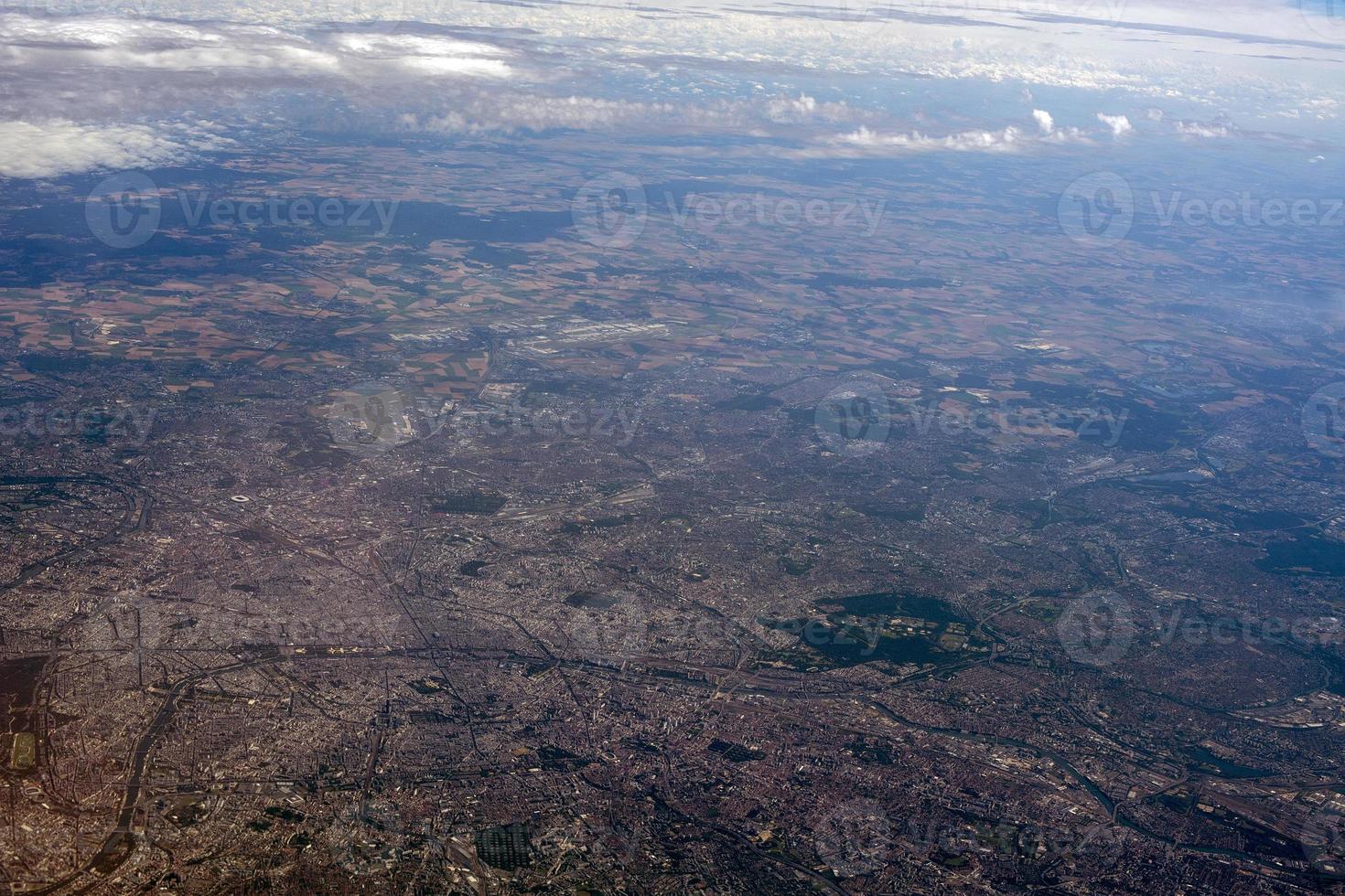 gatwick London antenn se panorama från flygplan foto