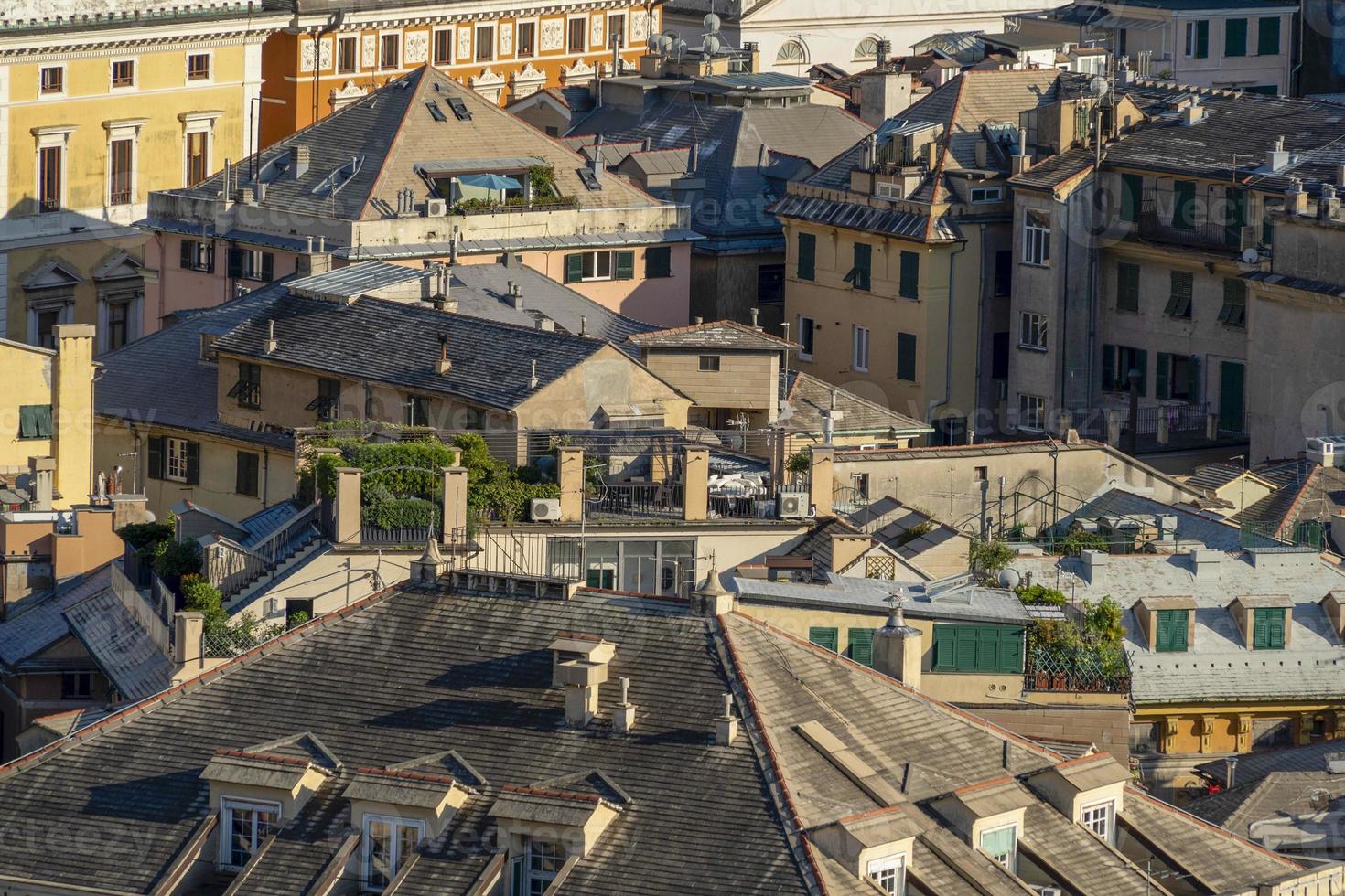 genua Stadsutsikt från castelletto hiss foto