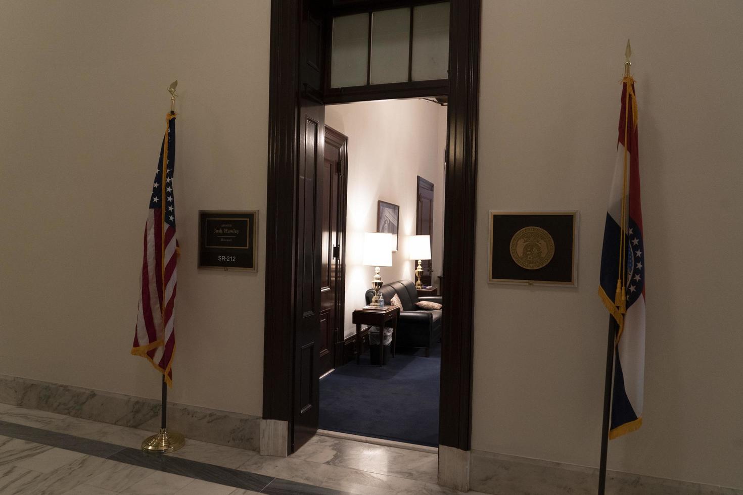 Washington dc, USA - april 29 2019 - interiör av russel senat bulding - senator rum foto