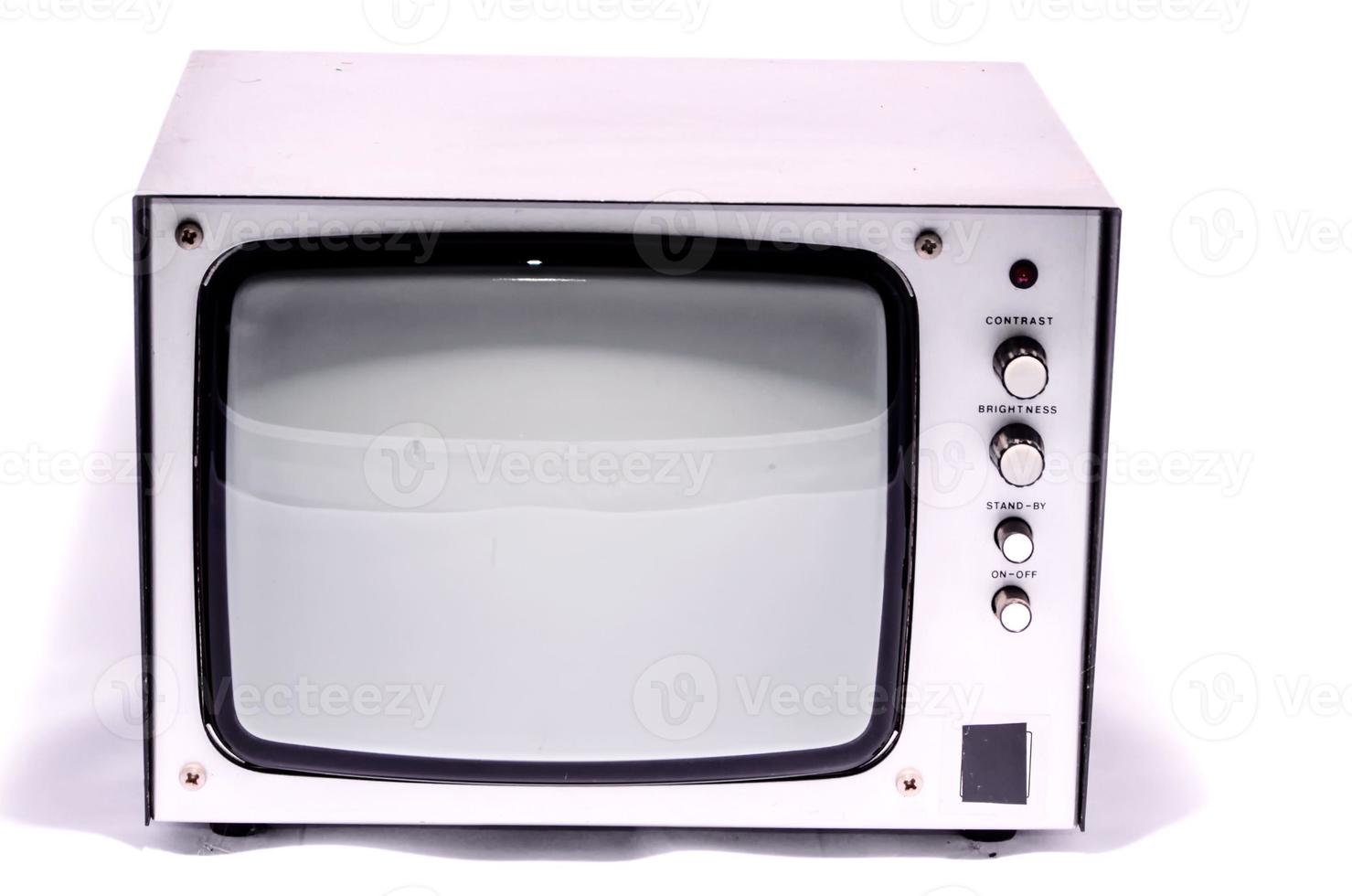 årgång TV på vit bakgrund foto
