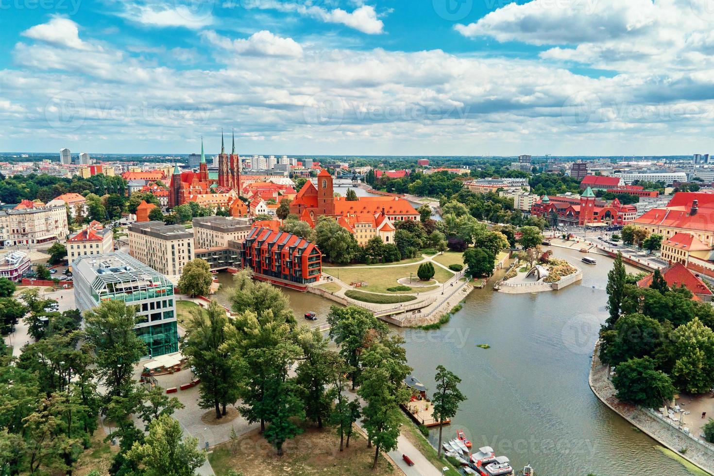 wroclaw stad panorama. gammal stad i wroclaw, antenn se foto