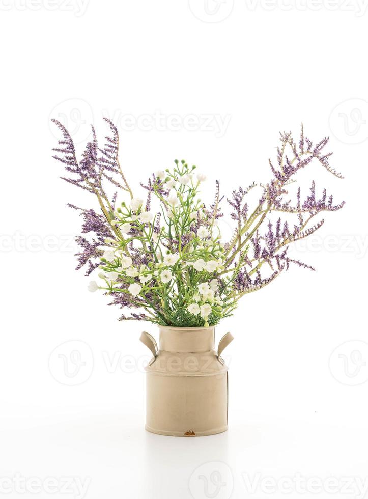 statice och caspia blommor i en vas på vit bakgrund foto