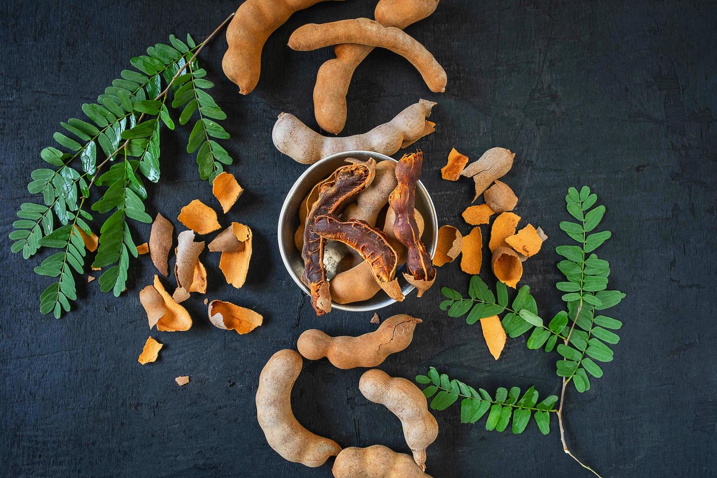 ovanifrån av färsk tamarind foto