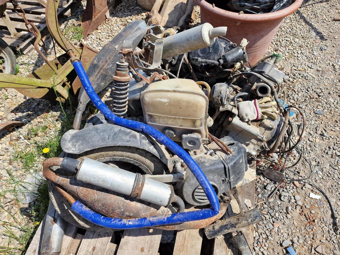 lambretta skoter gammal retro årgång motor detalj foto