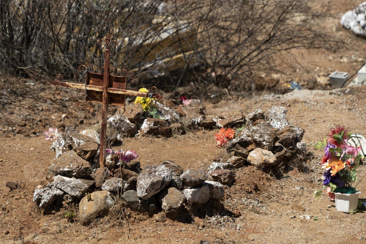 gammal mexikansk kyrkogård i el triunfo brytning by baja kalifornien sur foto