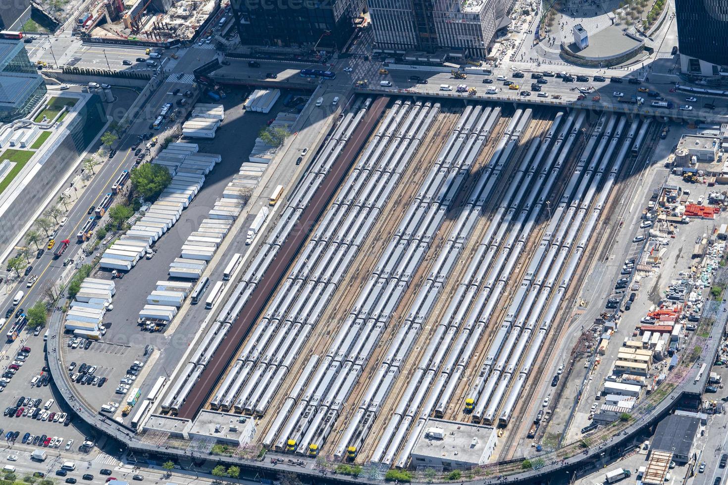 penn station ny york stad antenn se från helikopter foto