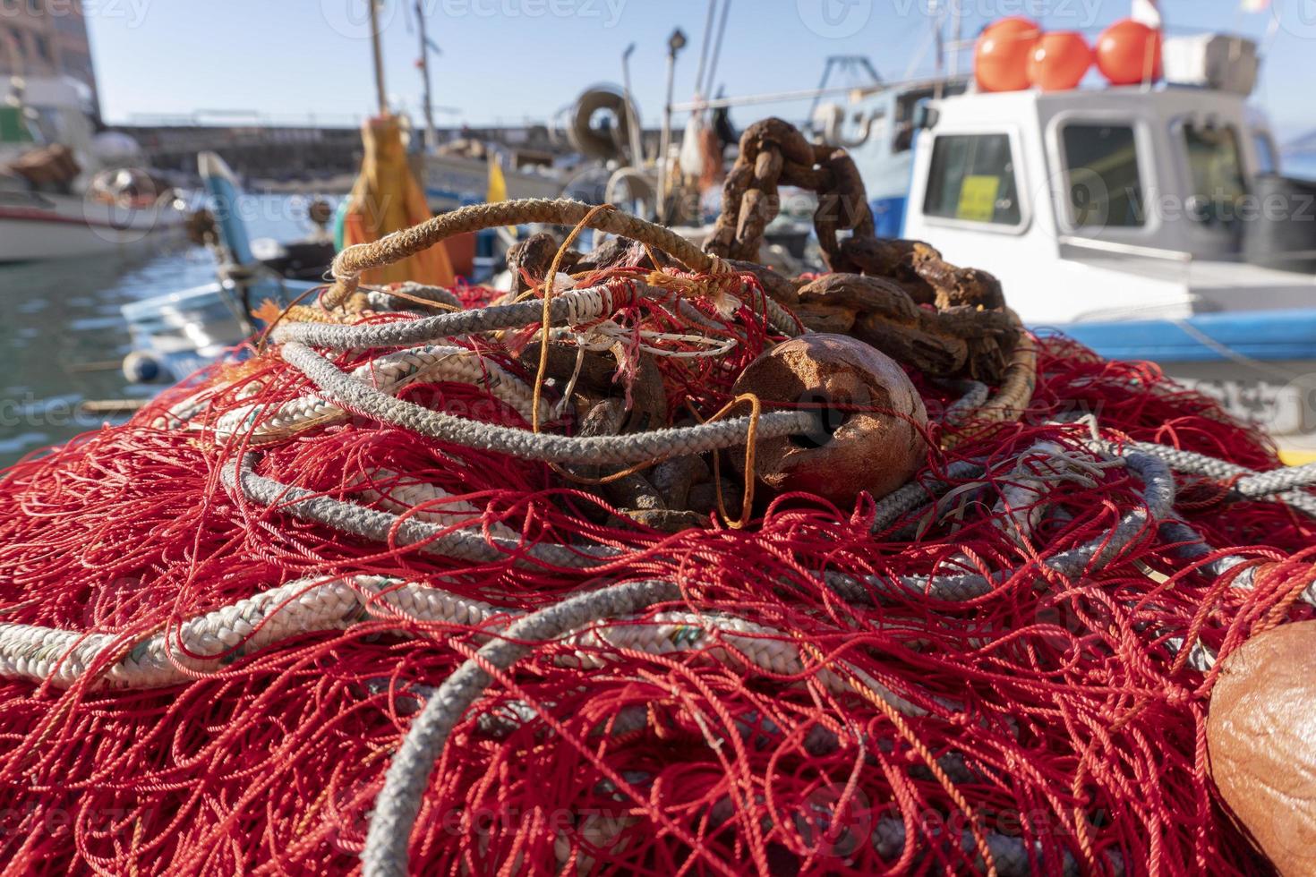 camogli, liguria, Italien pittoresk fiskare by fiske netto foto