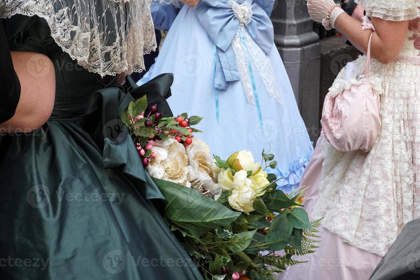 19 århundrade klänning stänga upp detalj foto