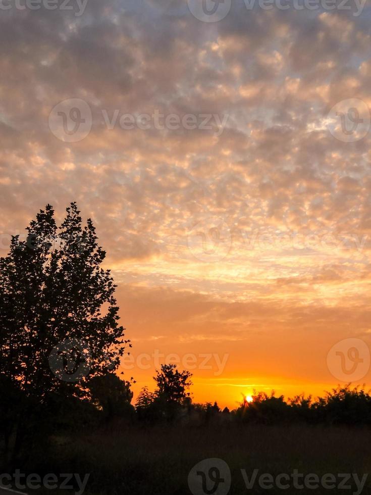 landskap över de solnedgång foto