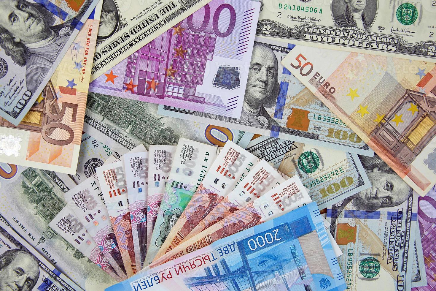 pengar från annorlunda länder dollar, euro, rubel. topp se. foto
