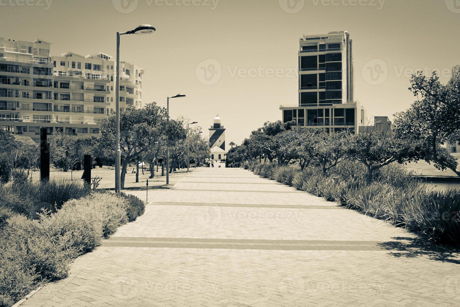 Mouille Point vid Green Point Park Kapstaden, Sydafrika. foto